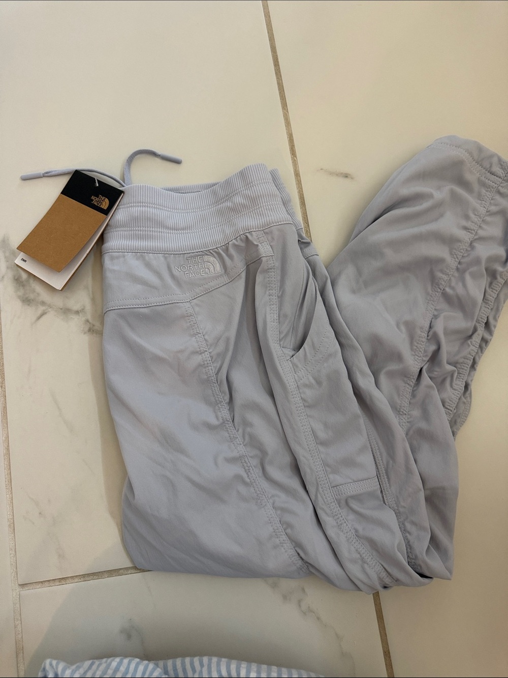 The North Face Light Gray Ruched Drawstring Joggers